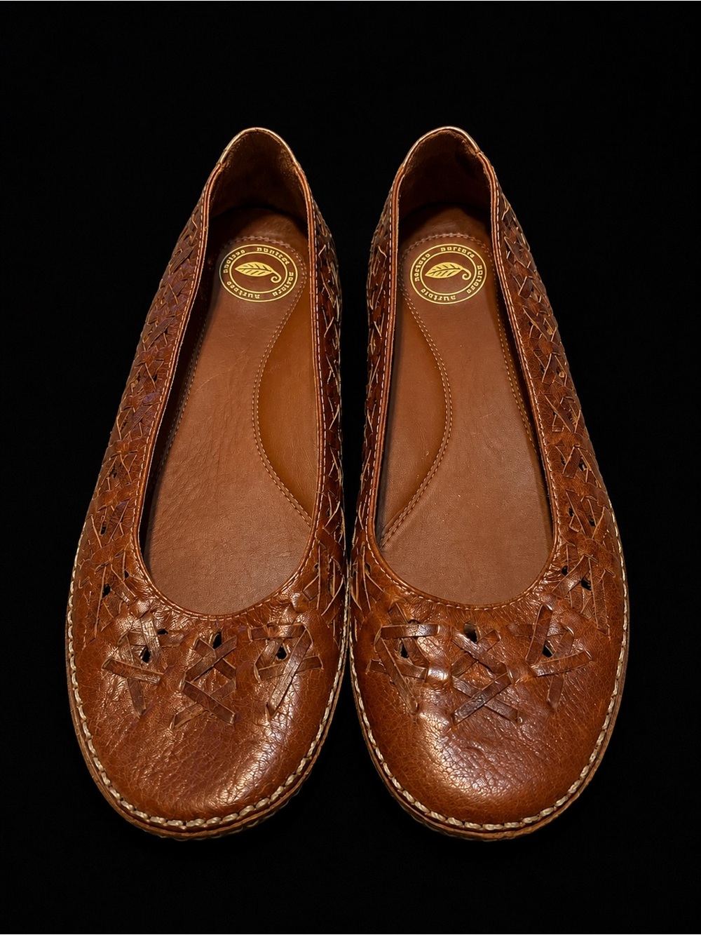 Nurture Women’s Brown Woven Leather Ballet Flats